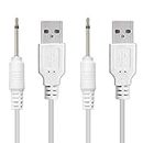 oGoDeal Replacement USB to DC Charging Cable | USB Charger Cord - 2.5mm - Original Replacement (2 Pack White)