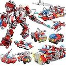 REMOKING Building Toys, Learning Educational 9-in-1 Fire Truck Robot Building Block Model Kit Toy, STEM 642 Pcs Building Bricks Gifts for Kids Boys Girls Ages 6 7 8 9 10 11 12 Years Old