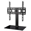 AENTGIU Universal Smart Table TV Stand, Swivel TV Stand Base for 32–65 inch TVs, Height Adjustable TV Stand Mount For Living Room or Bedroom,Tempered Glass Base, Holds up to 88 lbs, Max VESA 400x400mm