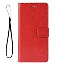 Zl One PU Leather Protection Card Slots Wallet Case Flip Cover Compatible with/Replacement for FUJITSU らくらくスマートフォン me F-01L / Easy Phone/Raku Raku/F-42A Red