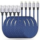 WELAKER iPhone Charger, Nylon Braided 5Pack 6ft Lightning Cable [MFi Certified] Fast Charging High Speed Data Sync Phone Cord Compatible with iPhone 14 13 12 11 Pro Max XS XR XS X Plus iPad Mini