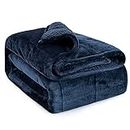 Anjee Sherpa Fleece Weighted Blanket for Anxiety Adult, Double-Sided Super Soft Fleece and Cosy Plush Sherpa Heavy Blanket, Queen Size 15 lbs Fuzzy Warm Throw Blanket,60 x 80 Inches Navy Blue
