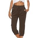 Amazon Smile Sign in My Account Login Capri Pants for Women Summer Casual Drawstring Lounge Linen Pants with Pockets Plus Size High Waist Straight Trousers Highest Selling Items On Amazon Coffee XXL