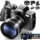 Digital Camera for Photography,NBD 4K 48MP Autofocus Vlogging Camera with 32G SDCard 16X Digital Zoom, Compact Digital Camera with 3.0 Inch 180 Degree Rotation Flip Screen with Wide Angle & Macro Lens