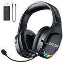 Wireless Gaming Headset with Microphone for PC PS5 PS4, 3-in-1 Gamer Headphones with RGB Lights, 2.4G Wireless/Bluetooth/3.5mm Wired Connection, Compatible with Xbox Playstation Mac Computer Laptop