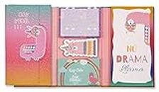 Better Office Products Sticky Note Cute Variety Set in a Padded Compact Trifold Book, 120 Total Pieces, 4 Assorted Designs & Sizes, No Drama Llama
