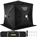 VEVOR 2-3 Person Ice Fishing Shelter, Pop-Up Portable Insulated Ice Fishing Tent, Waterproof Oxford Fabric, Black