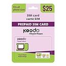 Koodo Mobile Prepaid 25$ Sim Card Kit - Unlimited Talk-Text Canada-Wide + 5 GB Data (3G Network) | 1 Month Prepaid Service Included | Pay as You go | Canada (Promo)