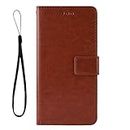 Zl One PU Leather Protection Card Slots Wallet Case Flip Cover Compatible with/Replacement for FUJITSU らくらくスマートフォン me F-01L / Easy Phone/Raku Raku/F-42A Brown