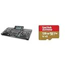 Denon DJ SC LIVE 4 - Controlador DJ autónomo, mezclador 4 canales, streaming de Amazon Music & SanDisk 128GB Extreme tarjeta microSDXC + adaptador SD + RescuePro Deluxe hasta 190 MB/s