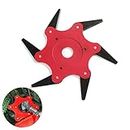 Neepanda Outdoor Trimmer Head, 6 Steel Razor Trimmer, 6T Trimmer Head Cutter Blade, 65Mn Lawn Mower Grass Weed Eater Brush Cutter Tool, Brush Cutter Head for String Trimmer(Red,1 Pack)