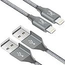 Wayona Nylon Braided (2 Pack) Lightning to USB Syncing and Fast Charging Data Cable Compatible for iPhone 13, 12, 11, X, 8, 7, 6, 5, iPad Air, Pro, Mini (6 FT Pack of 2, Grey)