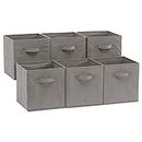 Amazon Basics Collapsible Fabric Storage Cubes Organizer with Handles, 10.5"x10.5"x11", Pack of 6, Gray