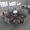 51″H 6x6 Cubicles 4 MAN (QUAD) L Shape Glazed Office Workstations-E