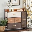 Luxsuite Chest of 7 Drawers Clothes Storage Cabinet Tower Dresser Organizer Unit Fabric Bin Steel Frame Living Room Bedroom