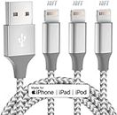 Bkayp Apple MFi Certified iPhone Charger 3pack 10FT Long Lightning Cable Fast Charging High Speed Data Sync USB Cable Compatible iPhone 13/12/11 Pro Max/XS MAX/XR/XS/X/8/7/Plus/6S (Grey White)