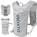 INOXTO Running Hydration Vest Backpack,Lightweight Insulated Pack with 1.5L Water Bladder Bag Daypack for Hiking Trail Running Cycling Race Marathon for Women Men (Light Gray)
