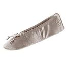 Isotoner Women's Satin Ballerina Slipper with Bow, Suede Sole