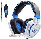 USB Stereo Gaming Headset PC, SADES L9Plus 7.1 Virtual Surround Sound Noise Isolation Over Ear Headphones with Mic, LED Light, Deep Bass, Soft Memory Earmuffs for Laptop Desktop Computer (Black Blue)