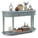 Retro Console Table Entryway Accent Table Narrow Hall Sofa Side Table 2 Drawers