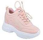 Dekkin Women's Pink 9905 High Heel Ladies Girls Sports Running Shoes Sneaker - 8 UK