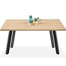 Best Choice Products Extendable Dining Table 47 to 63in Modern Large Expanding Kitchen Table up to 6 People w/Leaf Extension, 2 Locks, 132lb Capacity - Natural Oak