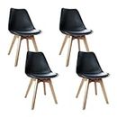 Artiss Dining Chairs Set of 4 Black Esright Kitchen Chair Nursing Seats Reading Seating Home Living Room Bedroom Cafe Office Furniture, PU Leather, in 47cm Seat Height