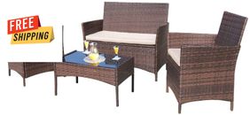 Outdoor Furniture Set - 4-Piece, Brown/Beige, Clearance
