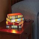 Stained Glass Stacked Books Lamp, Stacked Books Glass Lamp, Handcrafted Glass Nightstand Desk Book Lamps, Reading Nook Lighting Vintage Table Lamp Decorative Sale Clearance sunnymi Life