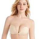 Belanto Women's & Girls Nipple Cover Strapless Bra,Instant Breast Lift Sticky Bra Backless Invisible Push up Self Adhesive Bra Reusable Breast Lift Up Wire Free Bra for Sagging Breast (XL, Beige)