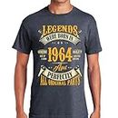 60th Birthday Shirt for Men, Legends were Born in 1963, Vintage 60 Years Old T-Shirt, #1 Heather Navy, X-Large