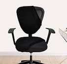 HOTKEI Black 2 Piece Office Chair Cover Pack of 1 Stretchable Elastic Polyester Blend Removable Washable Office Computer Desk Executive Rotating Chair Seat Covers Slipcover Protector