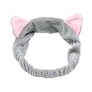 Haobase 1 Stück Stirnband-Haarband mit Katzenohr für Gesichtswäsche oder Make-up (Grau)