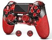 AceGamer Wireless Game Controller for PS4, Custom Red Universe Design with Anti-Slip Grip,Compatible with PS4/Slim/Pro/PC with Double Vibration/6-Axis Motion Sensor/Audio Function
