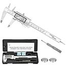 EZT 150mm Digital Calipers, Full Stainless Steel Electronic 6 Inch Digital Vernier Caliper, with Extra-Large LCD Screen, Auto-off Feature, Inch and Millimeter Conversion Metal Measuring Tool Caliper