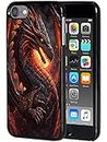 for iPod Touch 7 Case,Touch 6/5 Case,AIRWEE Slim Back Cover Hard Plastic Protector Case for Apple iPod Touch 5th/6th/7th Generation for Women Girl Men,Dragon in Fire