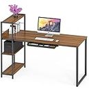 SHW 46-Inch Mission Desk with Side Shelf, Walnut
