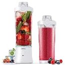 Portable Blender, Smoothie Maker Waterproof 270 Watt Blender USB Rechargeable with 600ml BPA Free Blender Cups with Travel Lid. (White)