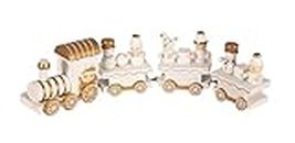 Ciao Christmas Train (20cm: Locomotive + 3 Wagons) Wooden Decoration, White/Gold, Wood, 20 cm, 4