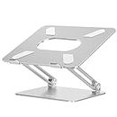 Laptop Stand, BoYata Laptop Holder, Multi-Angle Stand with Heat-Vent to Elevate Laptop, Adjustable Notebook Stand for Laptop up to 17", Compatible for MacBook Pro/Air, Surface Laptop and so on-Silver