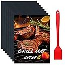BBQ Grill Mat Set of 8+1, Reusable Non-Stick BBQ Mat, Heat Resistant, Easy to Clean BBQ Accessories, Works on Gas, Charcoal, Electric Grill, Oven