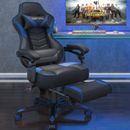 Chaise de jeu ergonomique fauteuil de bureau d'ordinateur pivotant bleu