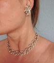 vintage jewelry ladies set beads necklace ear clip chocker chain costume jewelry