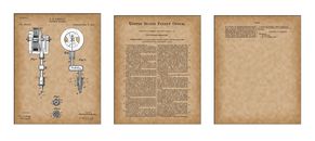 Impresiones artísticas originales de patente de máquina de tatuaje - conjunto de tres imágenes artísticas de 8x10