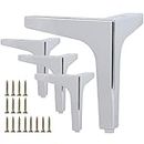 La Vane 4 inch Metal Furniture Legs, Set of 4 Modern Iron Diamond Triangle Furniture Feet DIY Replacement Chrome for Cabinet Cupboard Sofa Couch Chair Ottoman