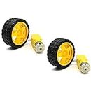 R&D Imported Dual Shaft BO Motor With 65mm Rubber Robot Wheel and DC Motor Black Yellow Set of (2)