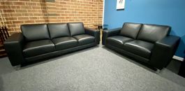 2pcs Sofa Set 5-Seater Modern Living Room Lounge Leather Black