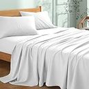 My Home Store Premium Soft Flat Sheet King Size 100% Egyptian Cotton 300 Thread Count Hotel Quality White Flat Bed Sheets Easy Care Fade Resistant Bedding (250 x 280 CM)