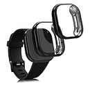 kwmobile Set 2x Custodia Smartwatch Compatibile con Fitbit Versa 3 / Sense Cover - Case Silicone Protezione Orologio Fitness nero/nero