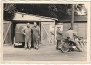 Vintage Photo People with Truck/Transporter and Motorcycle